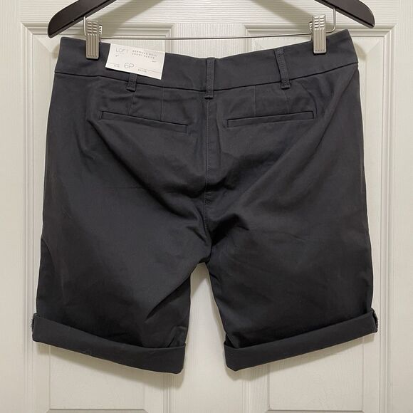 NEW Ann Taylor LOFT Bermuda Roll Shorts Khaki Chinos Dark Gray Sz 6 Petite NWT - Picture 4 of 11